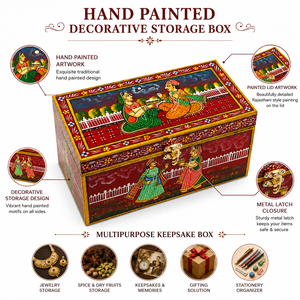 Hand Painted Wooden Storage <b>Box</b> Decorative Jewelry Keepsake <b>Box</b> Traditional Artisan <b>Gift</b> <b>Box</b> - Product Image 6