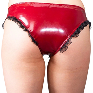 Braguitas de Bikini de Nailon Rojo con Ribete de Encaje Negro, Ropa Interior Femenina Sexy de Talle Bajo, Diseño Sin Costuras - Product Image 6