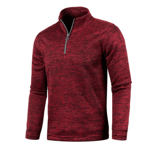 Men's <b>White</b> Knitted <b>Quarter</b> <b>Zip</b> Long Sleeve Slim Fit Stand Collar Sweatshirt Regular Length Solid Color Sporty Style - Product Image 5