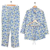 Ensemble de pyjama pour femmes en coton imprimé écologique fait main, respirant, séchage rapide, motifs floraux, logo sur le devant, vêtements de détente
