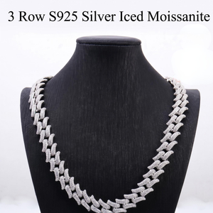 Collier chaîne en bambou avec diamant de laboratoire en métal, plaqué or rose/argent/or, bijou tendance pour homme - Product Image 1