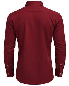 Camisa de Vestir Personalizada para Hombre, Color Borgoña, Corte Entallado, Manga Larga, Cierre de Botones, Formal, Informal, para Oficina, Mezcla de Algodón, Cuello en Contraste, OEM - Product Image 4