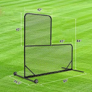Rete da baseball a L da 84FT x 84FT con ruote, gabbia da allenamento da 42FT x 42FT per battuta e lancio - Product Image 5