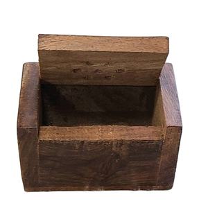 Encensoir traditionnel en bois, brûleur cône en forme cubique et petite boîte d'encens, Design Simple, de couleur marron naturel pour le bureau et la maison - Product Image 4