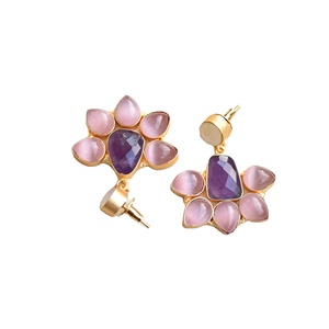 Pendientes Colgantes de Latón de Moda, Diseño de Piedra Natural en Bruto para Exportación, Latón Chapado en Rodio, Diseño Boho Chic, Lotes de Moda al por Mayor - Product Image 4