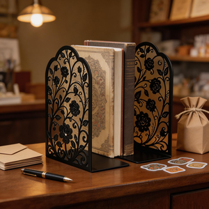 Sujetalibros de Metal con Diseño de Enredadera de Rosas, Decorativos con Motivos Florales, para Estanterías, Bibliotecas, Oficinas, Salas de Estudio y Escritorios - Product Image 5