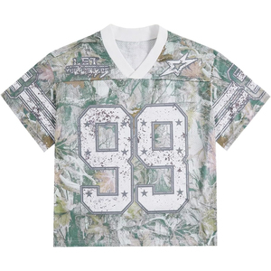 Custom Camouflage Mesh Football Jersey V Neck Short Sleeve Breathable Men's <b>Athletic</b> Shirt Number 99 Printed Design - Product Image 3