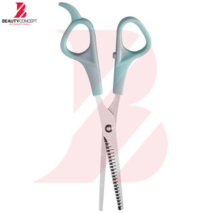 Ciseaux de coiffure professionnels OEM à manche en plastique vert, en acier inoxydable, pour la texture des cheveux, outils de barbier et de salon - Product Image 6