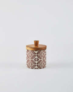 Handmade wooden Storage Jar With Wooden <b>Lid</b> Green Bohemian Pattern Airtight Food Container <b>by</b> Curio Craft - Product Image 3