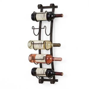 Moderno Estante de Pared de Hierro Negro para 5 Botellas de Vino, Ahorra Espacio, Soporte Metálico para Exhibición y Almacenamiento en el Hogar, Cocina o Bar - Product Image 1