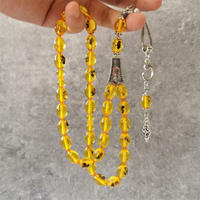 Tasbih couleur ambre en résine dorée avec insecte véritable, Misbaha, chapelet islamique, 33 perles de prière musulmanes, accessoires turcs Trabizon