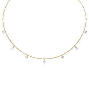 Luxuriöse Tautropfen-Halskette aus Sterlingsilber 9KT, 10KT, 14KT, 18KT mit Laborgezüchteten Mix-Cut-Diamanten Premium-Halskette für Frauen Geschenk - Product Image 5