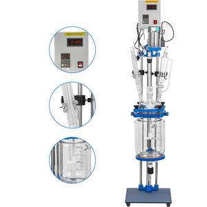 Reattore in Vetro da Laboratorio da 5L con Rivestimento, Componente Motore e Recipiente per Reazioni Chimiche per Studi di Laboratorio - Product Image 1