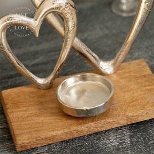 Ornement en métal personnalisé à cœur ouvert rustique minable Base en bois design art déco objet de décoration d'intérieur en verre de haute qualité - Product Image 6