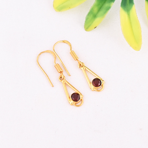 Natural <b>Garnet</b> Gemstone 925 Sterling Silver Minimalist Drop <b>Earring</b> for Women - Product Image 2