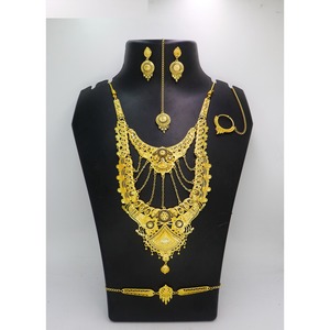 Indian Classic <b>Jewelry</b> Gold Plated Trendy Pure Brass Dubai <b>Bridal</b> Wedding Wear <b>Jewelry</b> <b>Set</b> High Quality Necklace <b>Set</b> Wedding <b>Set</b> - Product Image 4
