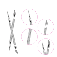 Bâtonnet professionnel UBI en acier inoxydable double extrémité réutilisable et durable pour le nettoyage des ongles - Repousse-cuticules et dissolvant de vernis pour manucure