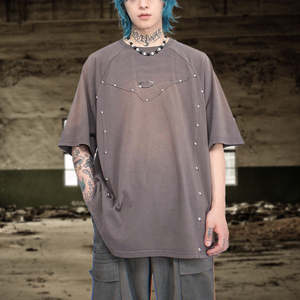 เสื้อยืดแขนยาวทรงโอเวอร์ไซส์สำหรับผู้ชาย ผ้าฝ้ายแท้ 100% คุณภาพสูง สไตล์วินเทจ ล้างสีแบบแอซิดวอช  ไซส์ใหญ่พิเศษ  รับสกรีนโลโก้ - Product Image 4