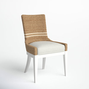 <b>Rustic</b> Farmhouse <b>Dining</b> Accent <b>Chair</b> Wood and Natural Woven Side <b>Chair</b> - Product Image 3