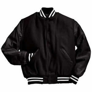 Chaqueta Varsity Roja para Hombre con Mangas Negras y Ribete a Rayas, Estilo Preppy, Chaqueta de Béisbol, Corte Regular, para Otoño - Product Image 5