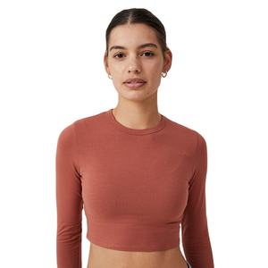 เสื้อเชิ้ตแขนยาวผู้หญิงทรงสลิมฟิต คอปกสั้น ดีไซน์ครอป สไตล์วินเทจแฟชั่นลำลอง สตรีทแวร์ รุ่น OEM ปี 2026 ผลิตตามสั่ง 100% - Product Image 4