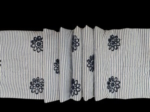 Tissu en coton brodé rayé bleu marine et blanc de qualité supérieure en promotion |   Tissu en coton à motif floral pour robes, hauts et décoration intérieure - Product Image 2