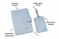 Porte-passeport multifonctionnel en cuir PU Wriza, tendance et très vendu, avec étiquette de bagage et fermeture à bouton, imprimé au laser, pour cartes