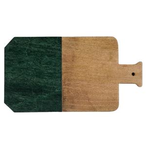 Planche à fromage en bois d'acacia et marbre vert Baroda Planche à découper de forme rectangulaire avec logo personnalisé Planche à découper durable - Product Image 1