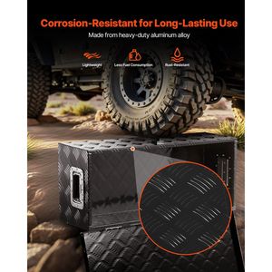 Heavy Duty Aluminum Truck Bed <b>Tool</b> <b>Box</b> with Striped Side Handle Lock Keys Storage Chest Organizer - Product Image 3