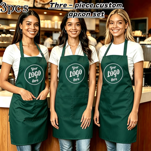 Custom Logo Apron Set 3 Piece Printed Kitchen Aprons Disposable Apron <b>Kit</b> for Cafe Bakery DIY Workshop - Product Image 4