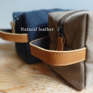 Leather Canvas Toiletry Bag Waterproof Travel Organizer Cosmetic Storage Dopp Kit Large <b>Case</b> Bag LCTB-0045 - Product Image 3