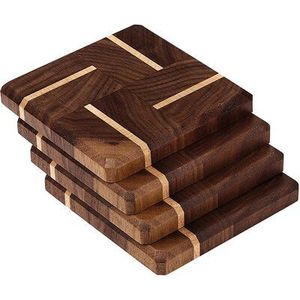 Ensemble de sous-verres carrés en bois écologiques personnalisés, sous-verres en bois de noyer de qualité supérieure, résistants à la chaleur, pour bar, café - Product Image 1