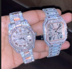 Montre analogique à quartz de luxe pour homme en acier inoxydable avec mouvement mécanique et verre Moissanite, étanche 100 bars, lumineuse et tendance - Product Image 3