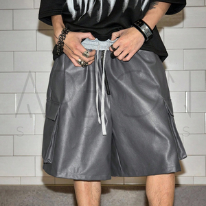 Shorts en cuir streetwear urbains, confortables, avec poche latérale, nouvelle collection, service OEM ODM, design personnalisé, fabrication sur mesure, meilleur design. - Product Image 3