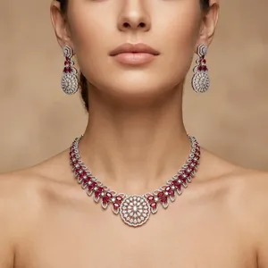 Collar de circonita cúbica al por mayor para mujer, joyería de lujo para invitadas de boda, elegante collar de circonita cúbica brillante - Product Image 4