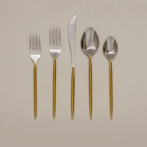 <b>Gold</b> Stainless Steel <b>Cutlery</b> <b>Set</b> With Leaf Handles Eco Friendly Reusable Flatware <b>Set</b> for Home Kitchen - Product Image 5