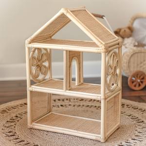 Maison de poupée en rotin, villa pour jeu d'imitation, jouets de maison de poupée faits à la main, jouets pour bébés et tout-petits, maisons de poupée - Product Image 4