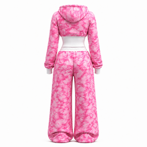 Ensemble de survêtement unisexe rose camouflage personnalisé, coupe régulière, léger, avec fermeture éclair intégrale, capuche et pantalon de jogging, design 2-en-1, poches latérales - Product Image 3