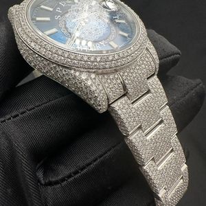 Reloj de Diamantes de Lujo Splendid Gems Jewelry, 28 mm, Correa de Plata/Moissanita, Cristal de Zafiro, Movimiento Analógico de Cuarzo ETA, Día/Fecha - Product Image 5