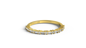 Vintage 18K Baguette Diamond <b>Ring</b> Alternating Round Cut Station Band Dainty Half Eternity <b>Stacking</b> <b>Ring</b> Fine Jewelry for Women - Product Image 1