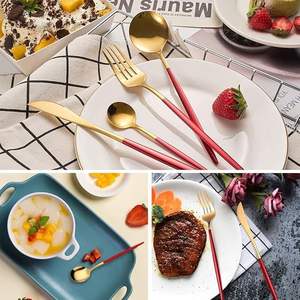 Cubiertos Dorados de Acero Inoxidable, Cuchara, Tenedor y Cuchillo Chapados en Oro, Vajilla Premium para Mesa, Utensilios de Cocina y Comedor - Product Image 5