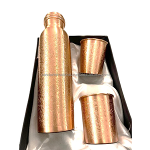 <b>Copper</b> <b>Bottle</b> With Engraving Black And Polish Finished Indian Hand Made Health Benefits Pure <b>Copper</b> <b>Drinking</b> Water <b>Bottle</b> - Product Image 2
