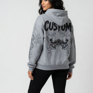 High Quality Boxy Zipper Dtg Print Hoodie Heavy Cotton Patch Hoodie Embroidery Acid Wash Hoodies Set <b>Men</b> - Product Image 5