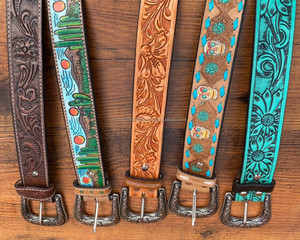 Hot Sale New Designer High Quality <b>Leather</b> <b>Belts</b> Hand <b>Tooled</b> Carving Stylish Brown Color <b>Belts</b> - Product Image 6