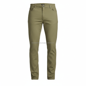 Men's Slim Fit <b>Chino</b> Pants Brown Mid Waist Solid Custom OEM Wholesale - Product Image 4