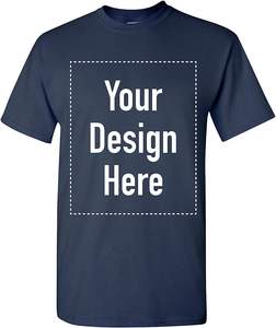 Camiseta de Cuello Redondo de Algodón Azul Marino OEM ODM, Impresión Gráfica Personalizada, Camiseta Casual Premium, Proveedor al por Mayor - Product Image 1