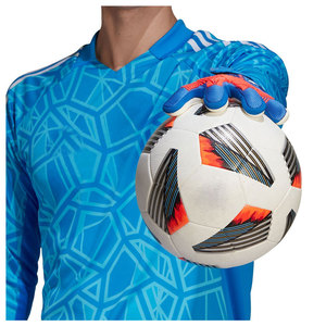 Gants de gardien de but de football Econex Sports, doigts entièrement couverts, bleu orange, cuir PU, silicone antidérapant, respirant, fermeture à boucle et crochets - Product Image 4