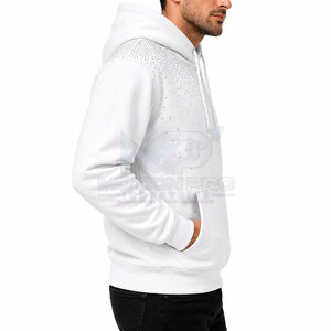Winter Casual Streetwear Fashion Basic Cotton Blended Rhinestone <b>Zip</b>-<b>Up</b> <b>Hoodie</b> Designed for Comfortable Daily Wear Modern Style - Product Image 5