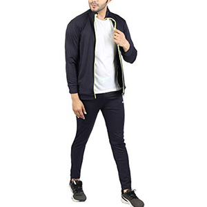 Survêtement pour homme noir à manches longues, couleur unie, col montant, vêtement décontracté, respirant, polyester, coupe classique, automne - Product Image 2