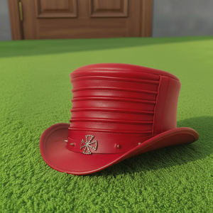 Sombrero de copa rojo unisex hecho a mano de alta calidad con corona plisada, estilo steampunk, para cosplay. - Product Image 5